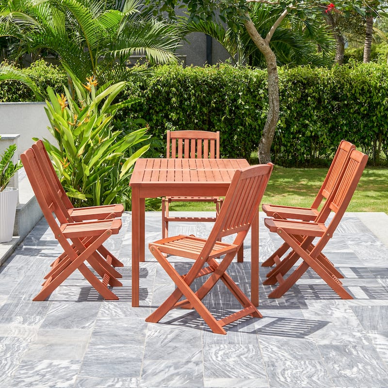 Lucius Reddish Brown Folding Bistro Table and Chair Dining Set