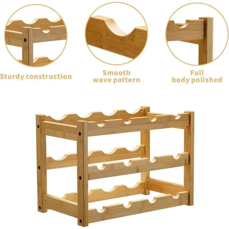 Bamboo Wine Rack, Sturdy and Durable Wine Storage