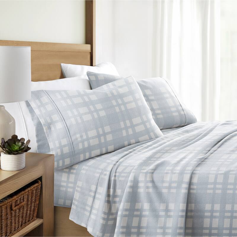 Becky Cameron Woven 4 Piece 100% Cotton Brushed Flannel Deep Pocket Bed Sheet Set
