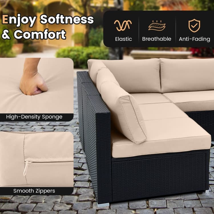 10 Piece Outdoor Wicker Conversation Set with Seat and Back Cushions - 29" x 25" x 25"