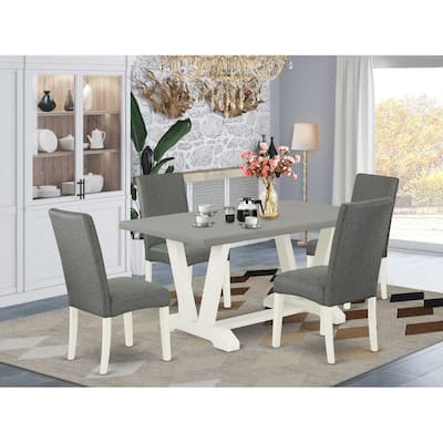 5-Piece Rectangle Natural Oak Finish Solid Wood Top Dining table with 4 Chairs with