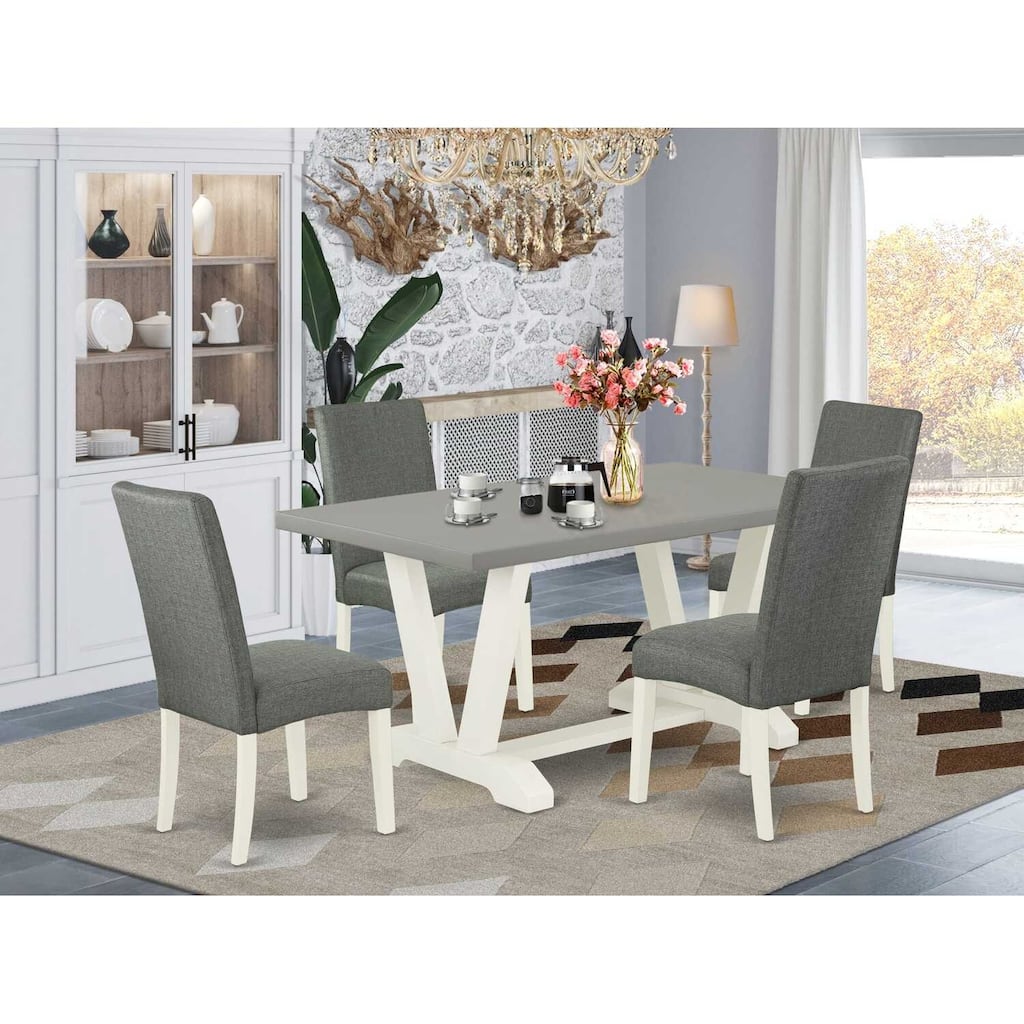 5-Piece Rectangle Natural Oak Finish Solid Wood Top Dining table with 4 Chairs with