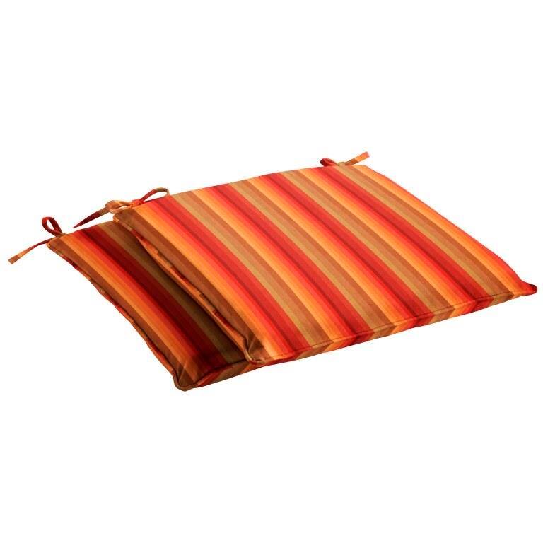 Sunbrella Red Stripe Indoor/Outdoor Chair Pad Set, Corded