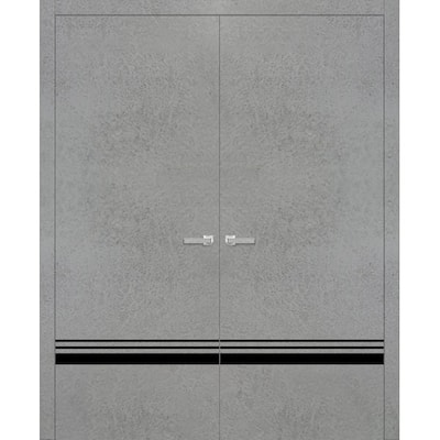 Solid French Double Doors 36 x 80 Planum 0012 Concrete with