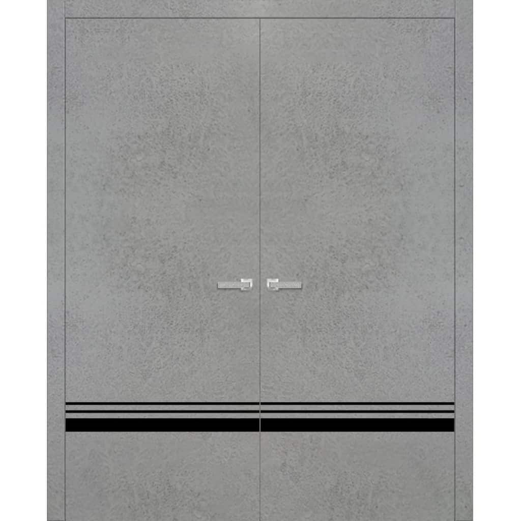 Solid French Double Doors 36 x 80 Planum 0012 Concrete with