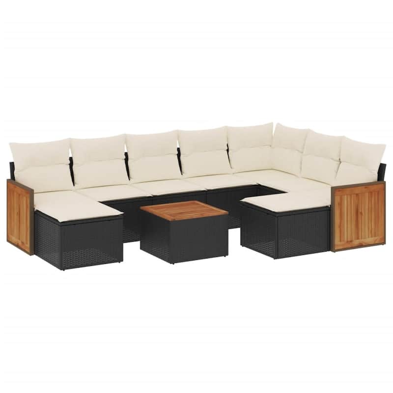 vidaXL Patio Sofa Set with Cushions Outdoor Conversation Furniture Poly Rattan