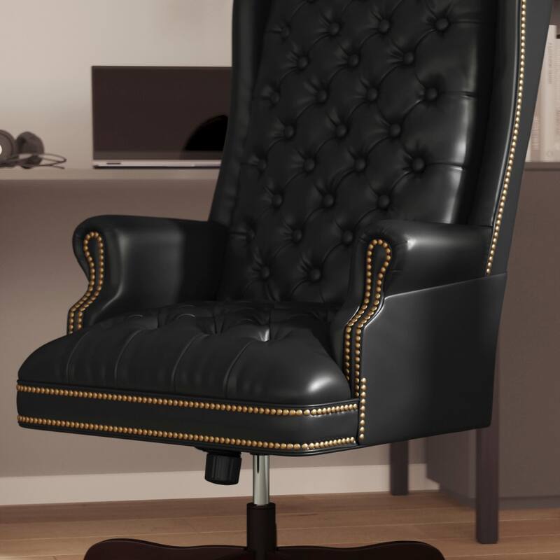 High Back Traditional Tufted LeatherSoft Executive Swivel Ergonomic Office Chair - 30"D x 26.5"W x 48.5" - 51.25"H