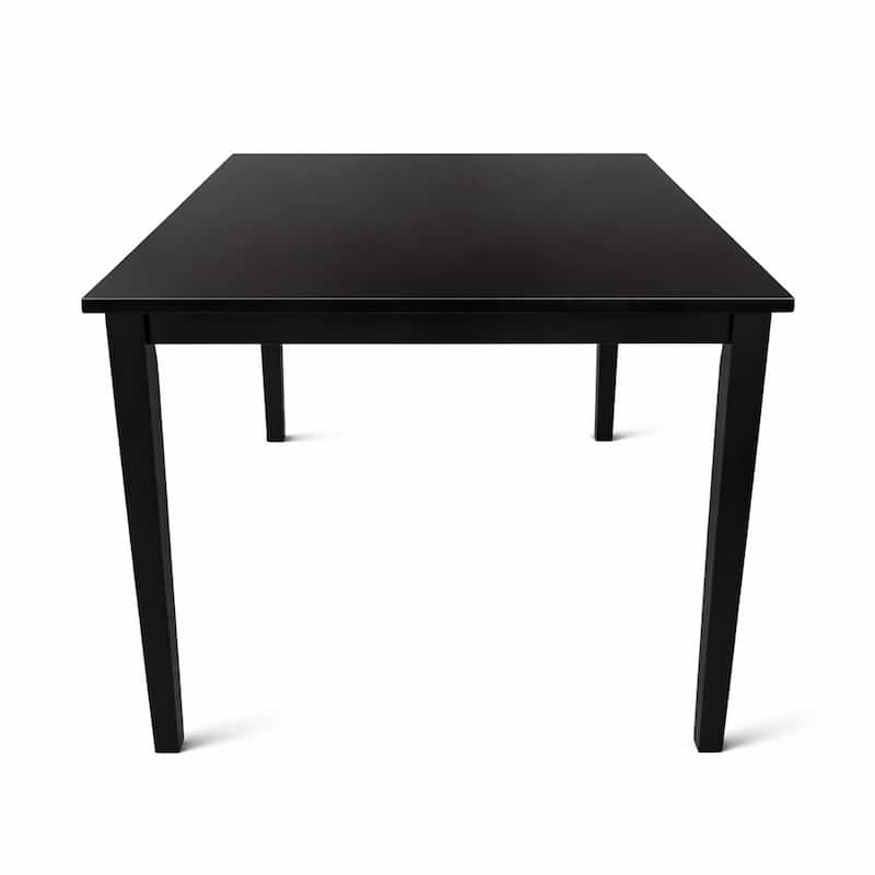 Modern 59 Inch Rectangular Dining Table, Black, White or Oak Finish, Solid Rubberwood