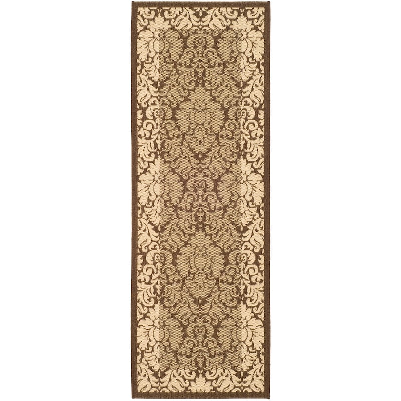 SAFAVIEH Courtyard Peggie Indoor/ Outdoor Patio Backyard Rug - 2'3" x 6'7" Runner - Brown/Natural