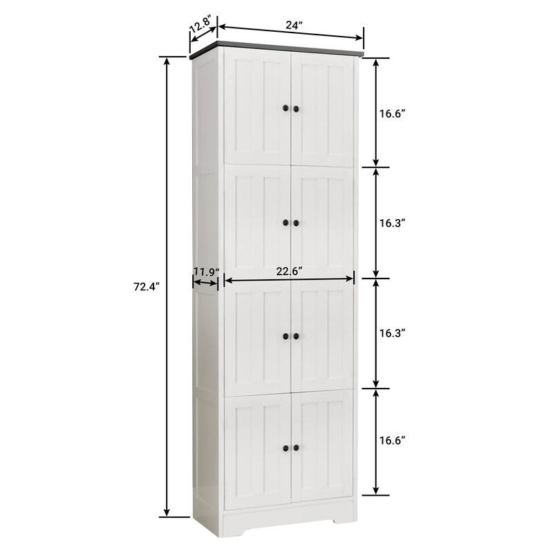 Tall Storage with 4 Doors and 4 Shelves, Wall Storage