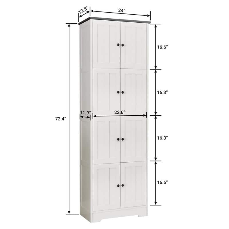 Tall Storage Cabinet with 8 Doors and 4 Shelves for Living Room