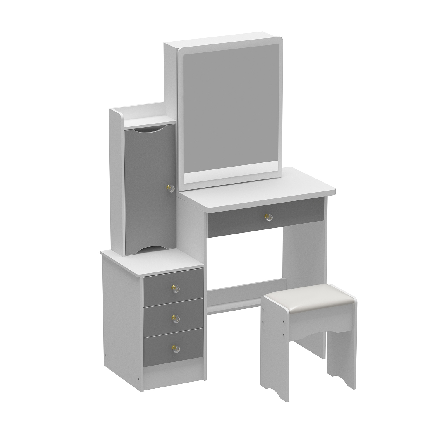 Vanity Set with Lighted Mirror and Cushioned Stool, Storage Shelves and 2  Drawers - Bed Bath & Beyond - 31673670