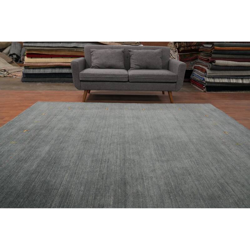 Hand Knotted Oriental 100% Wool Carpet Tribal Animal Pictorial Greys & Charcoal Gabbeh Area Rug - 8' 8'' X 8' 11''