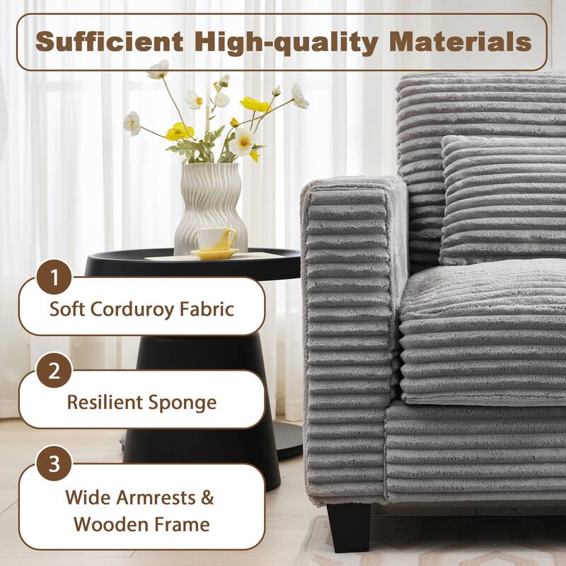 Multi-seat(3/4/5 seats) Corduroy Sectional Sofa, Modular Couch for Living Room & Business