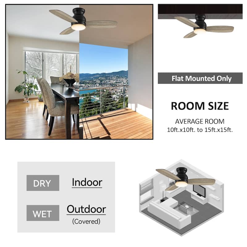 CARRO Quest 44" 3-Blade Smart Ceiling Fan with LED Light Kit and Remote