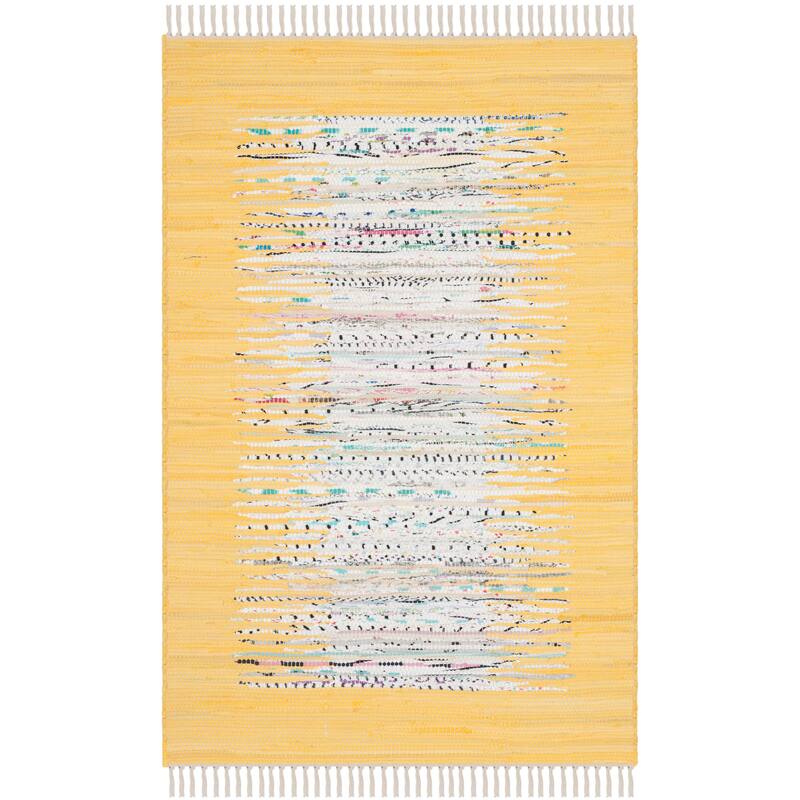SAFAVIEH Handmade Flatweave Montauk Sidney Cotton Rug - 2'6" x 4' - Ivory/Yellow