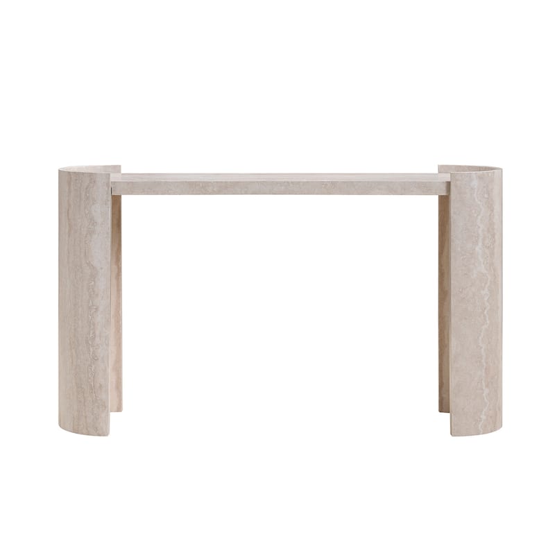 53.15" MDF Modern Console Table - Faux Marble Top with Raised Edge Safety Design