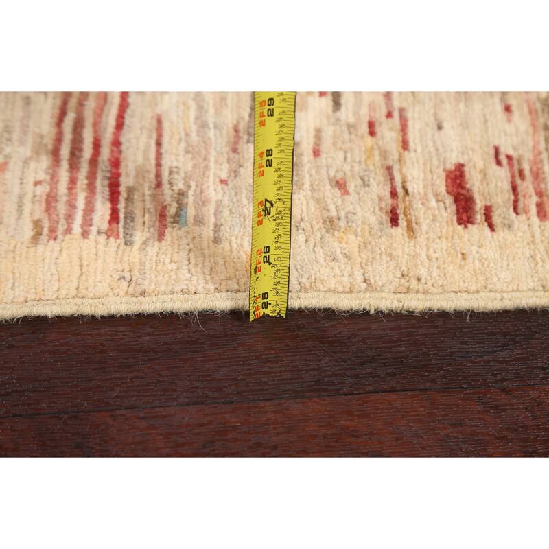 Striped Contemporary Gabbeh Kashkoli Wool Area Rug Hand-knotted Carpet - 2'4" x 4'0"