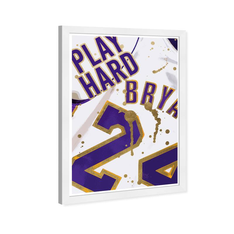 Wynwood Studio Prints Sports and Teams Play Hard Basketball Jersey White and Modern & Contemporary Wall Art Canvas Print