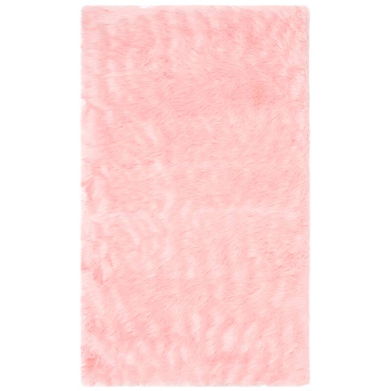 SAFAVIEH Faux Sheep Silke Skin 2.4-inch Thick Rug - 2'6" x 4' - Pink