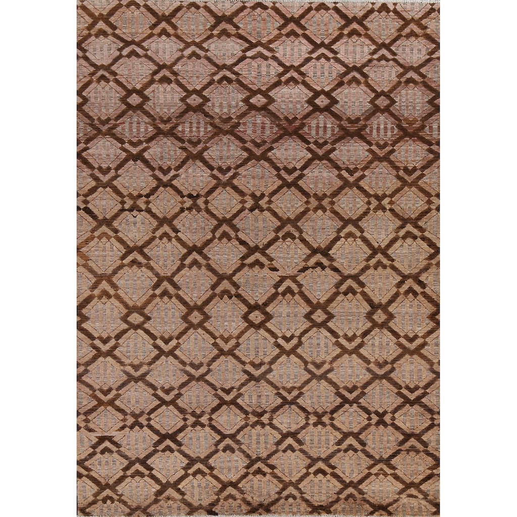 Geometric Gabbeh Kashkoli Oriental Area Rug Wool Hand-knotted Carpet - 5'7" x 7'9"