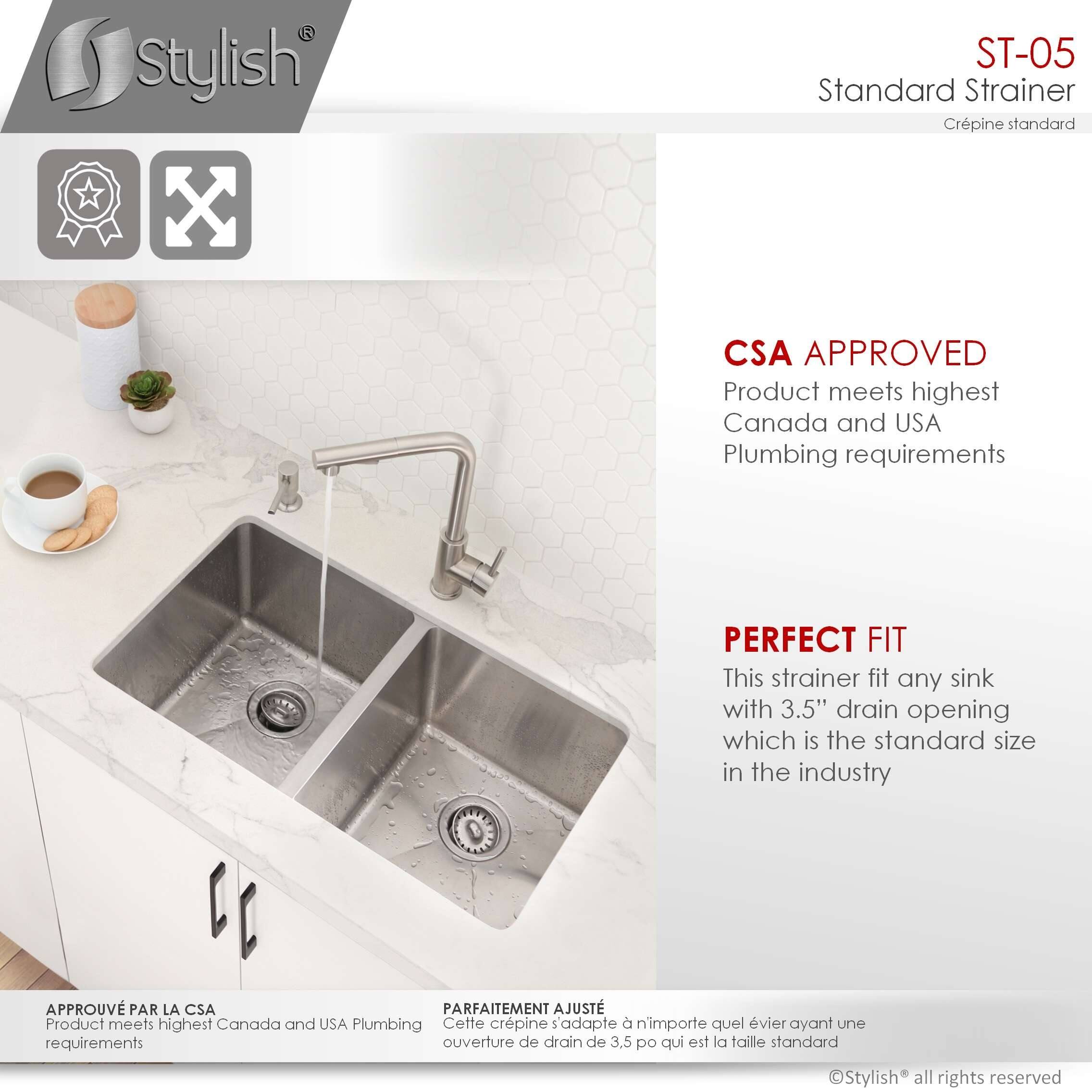 STYLISH 3.5 Inch Stainless Steel Kitchen Sink Strainer with Removable