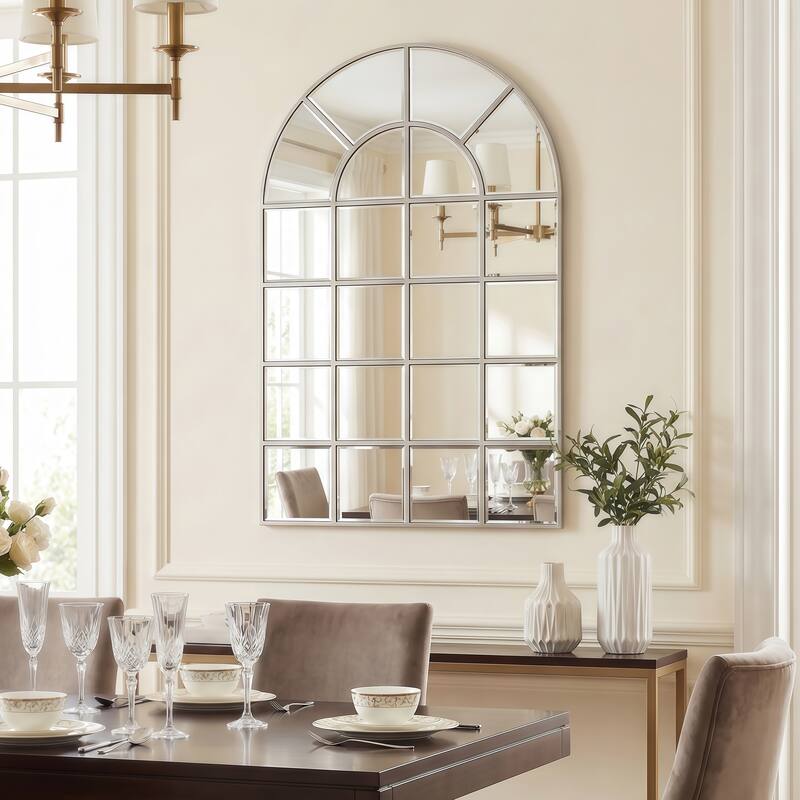 Beveled Arch Window Panel Wall Floor Mirror - Clear - 30 in. x 0.9 in. x 44 in.