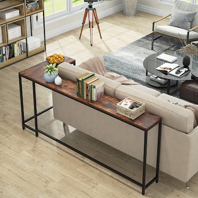 70.9 inches Extra Long Console Table, L-Shaped Corner Sofa Table