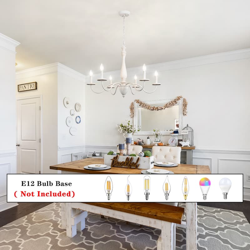 6-Light Rustic Farmhouse Chandelier Light for Bedroom Foyer Living Room