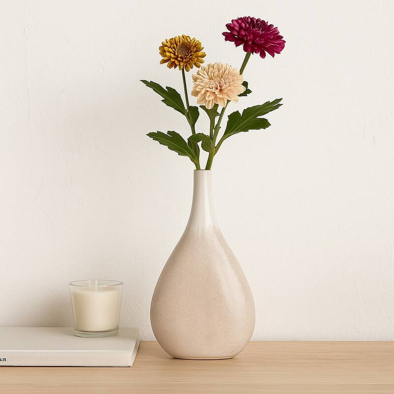 Sagebrook Home Valdiva Stoneware Vase - White, Novelty, Ombre, Elegant Home Accent in Stoneware Color