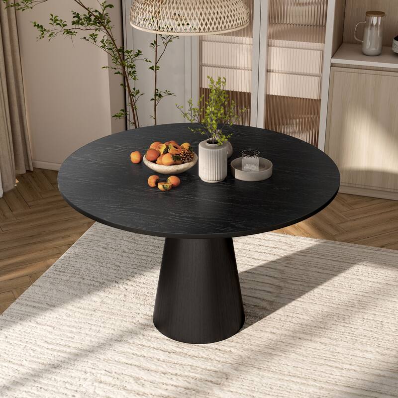 Furniture of America Evrena Modern Black 48-inch Solid Wood Round Dining Table
