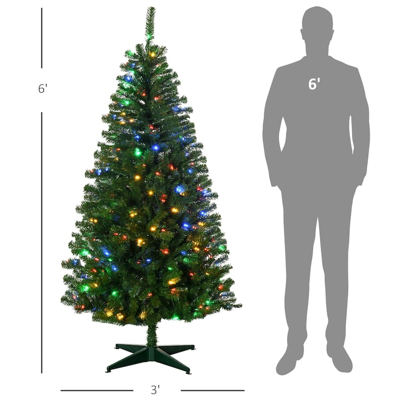 HOMCOM 6ft Tall Prelit Artificial Christmas Tree Holiday Décor with 584 Branches, Auto Open - 5.89 ft