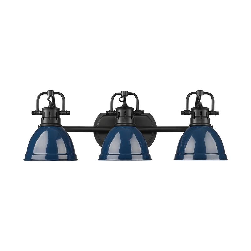 Yep by Golden Lighting Duncan 3-light Vanity in Matte Black and Navy Blue shade