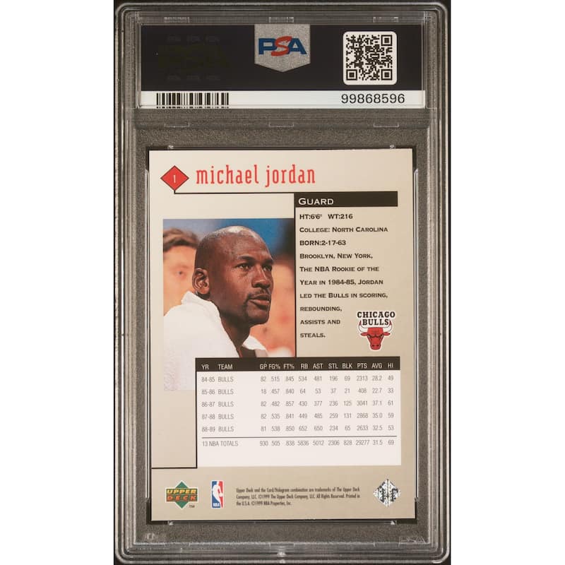 Michael Jordan 1998 Upper Deck Black Diamond Basketball Card #1 Graded PSA 9 - 8' x 11'