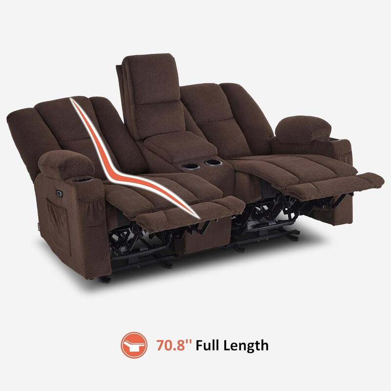 MCombo Electric Power Reclining Sofa with Massage and Lumbar Heat, Fabric 6015/6025/6035/6045
