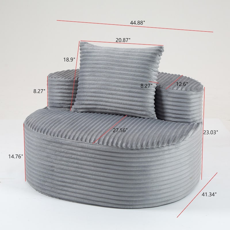 Floor Standing Single Sofa Chair Accent Chair Corduroy Barrel Chair