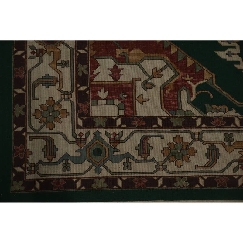 Hand Knotted Oriental 100% Wool Carpet Traditional Medallion Green Sumak Area Rug - 9' 9'' X 7' 11''