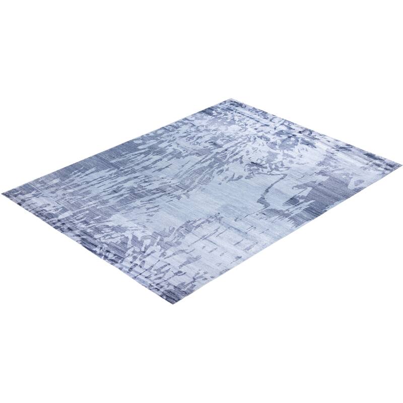 Modern One-of-a-Kind Hand-Knotted Area Rug, Blue - 9' 1" x 12' 1"