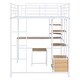 preview thumbnail 7 of 25, Loft Bed with Desk and Stool,Metal Loft Bed with Open-Style Wardrobe