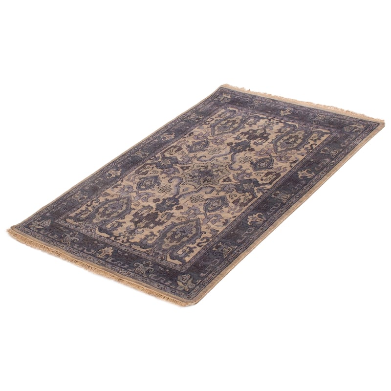 ECARPETGALLERY Hand-knotted Finest Agra Jaipur Light Khaki Wool Rug - 3'10 x 5'11