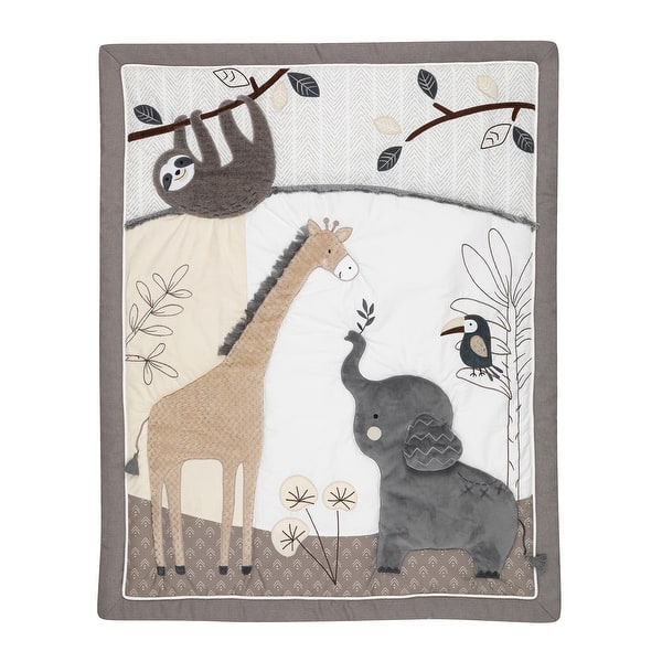 Shop Lambs Ivy Baby Jungle Animals 4 Piece Gray White Taupe Crib