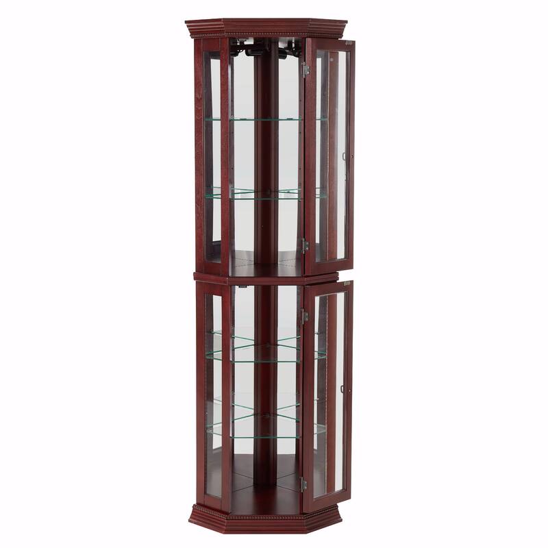 Corner Curio Cabinet with Lights(E26 light bulb not included)