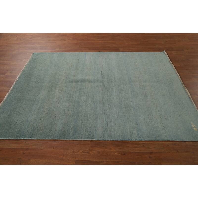 Blue & Green Modern Gabbeh Oriental Rug Hand-Knotted Wool Carpet - 5'0"x 6'5"