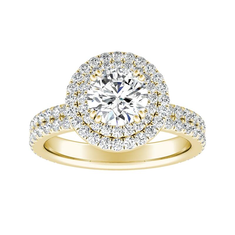 Auriya 14k Gold 2ct Moissanite Halo Diamond Engagement Ring 9/10ctw - Yellow - 5.5