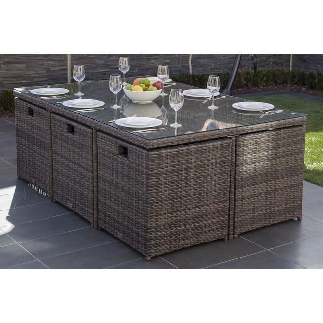 11-piece Outdoor Dining Set With Cushions Wicker Furniture by Moda Furnishings