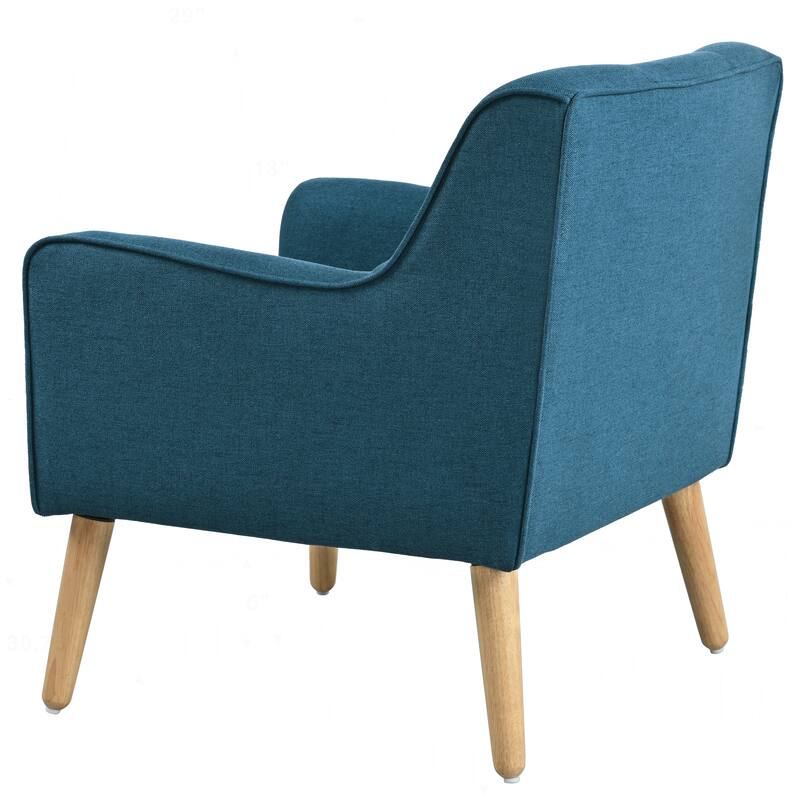 Mid-Century Modern Armchair with Tufted Fabric and Solid Wood Legs for Various Rooms