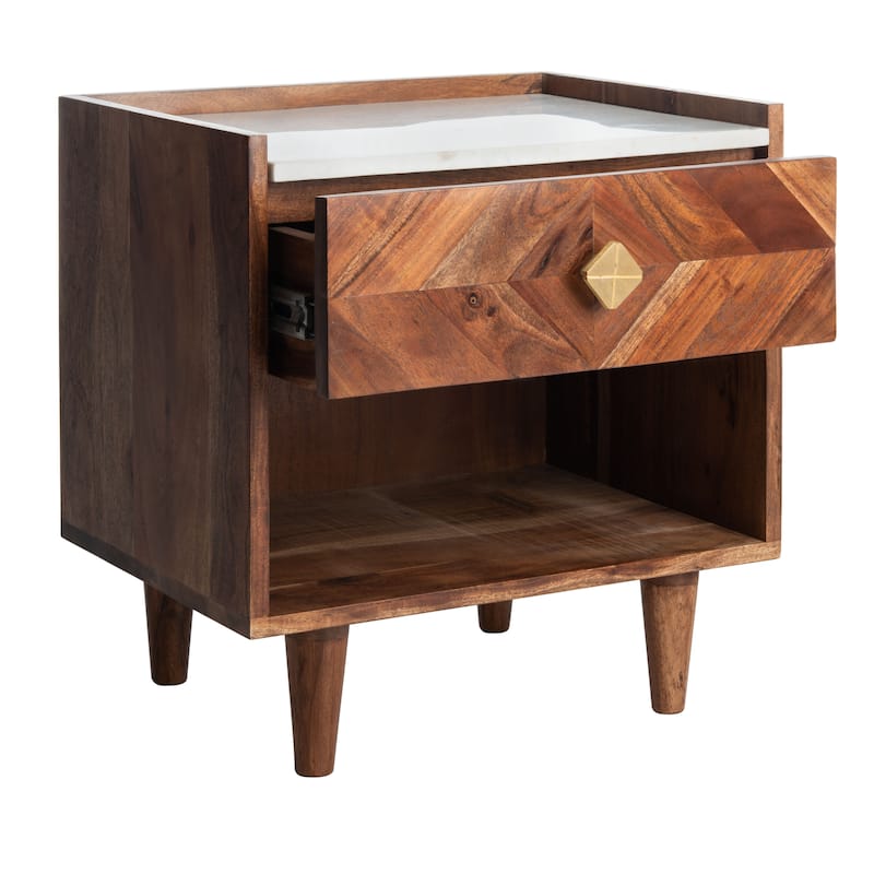 SAFAVIEH Alivia Parquet 1-Drawer 1-Shelf Nightstand