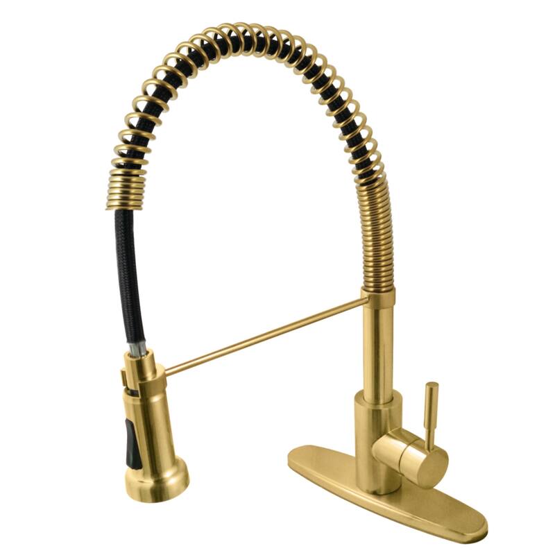 Kingston Brass Essex Double-Handle Wall-Mount Pre-Rinse Bridge Kitchen Faucet - Brushed Brass