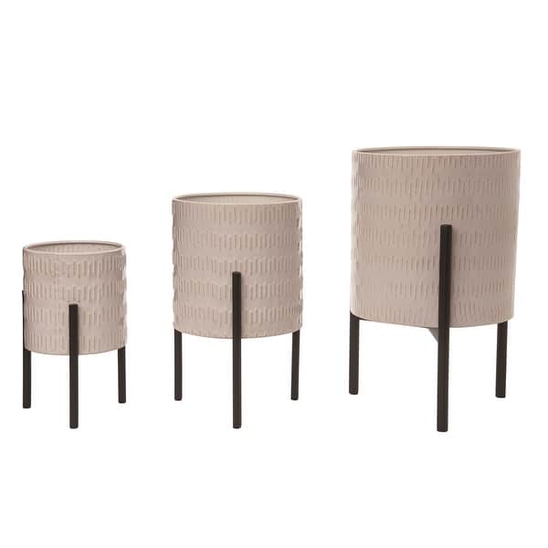 slide 2 of 2, Transpac Metal White Everyday Planters Set of 3