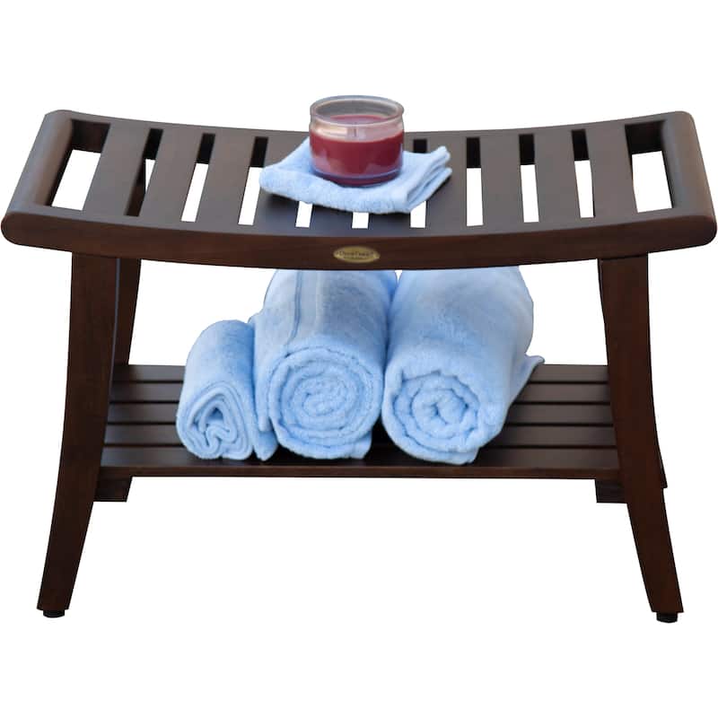 Harmony, 30", Teak Shower Bench, Teak Shower Stool, Teak Bench Shower, Wooden Shower Bench, Woodland Brown